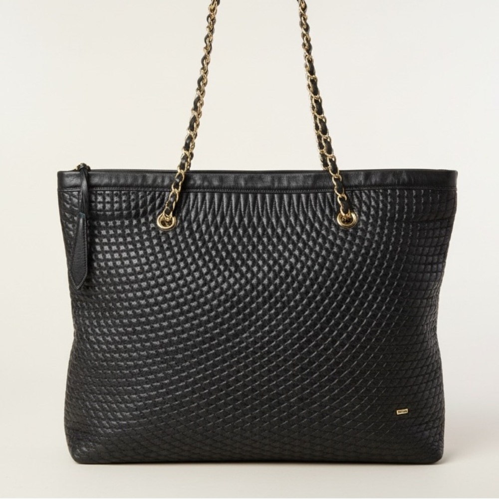 Vintage Bally Diamond Quilted Lambskin Leather Chain Tote/Shoulder Bag